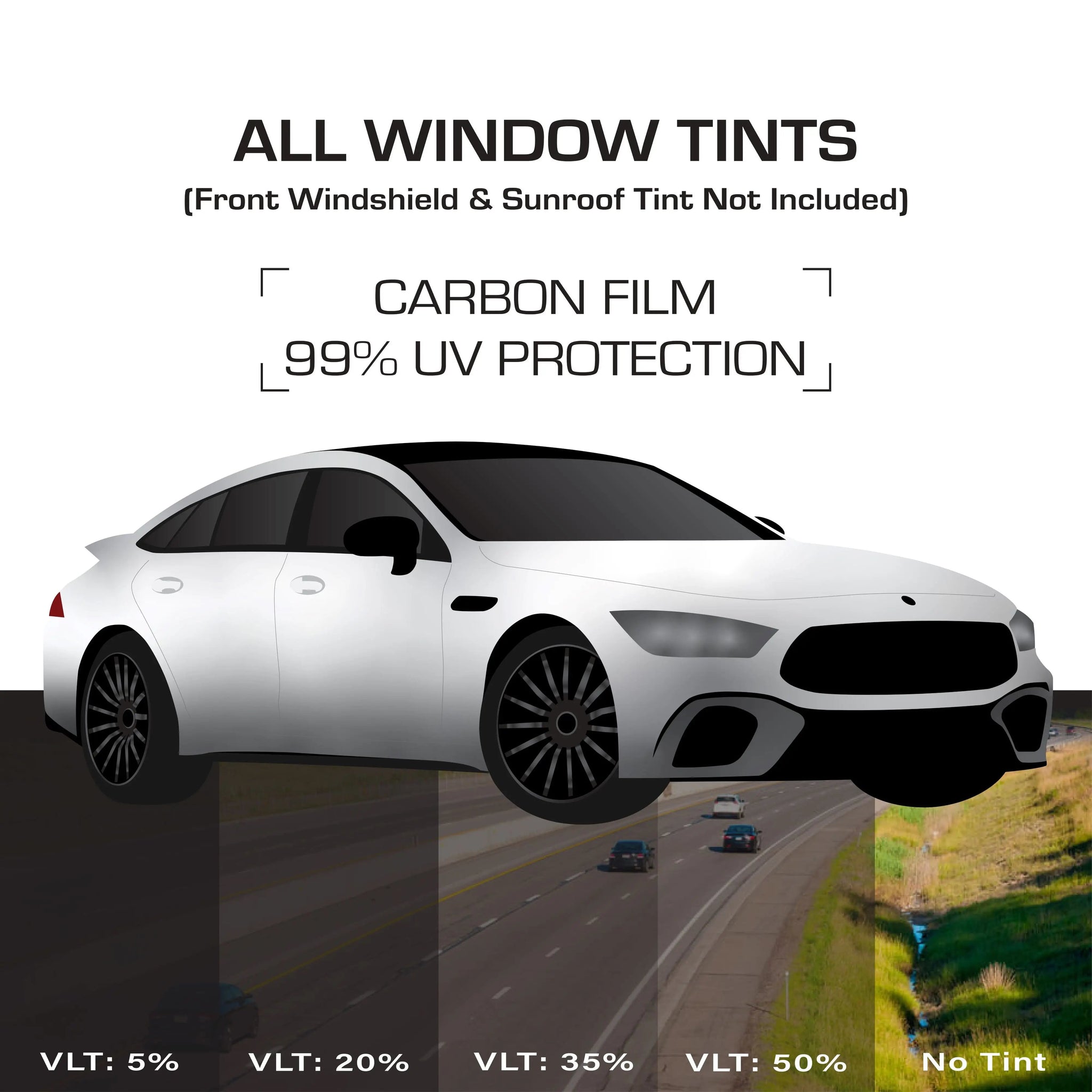 All Windows PreCut Tint for Coupe, Hatch, Sedan Cars 2000-2023